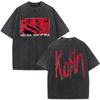 Korn Europe Tour  Vintage Washed T Shirt Fan Gifts Metal Gothic Rock Band Tshirts Mens Clothing Casual Short Sleeve Tshirt