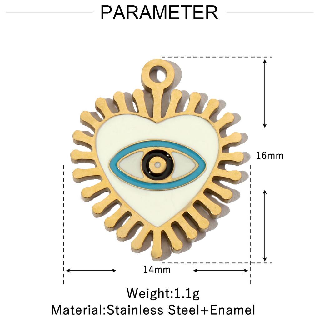 3pcs/Lot Enamel Hamsa Hand DIY Earrings Charms Heart Eye Neaclace Pendant Stainless Steel 14K Gold Color Jewelry Accessory