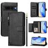 Wallet Phone Case for Pixel 7 Pro with Zipper Card Holder, Detachable Strap, Kickstand, Magnetic Closure
