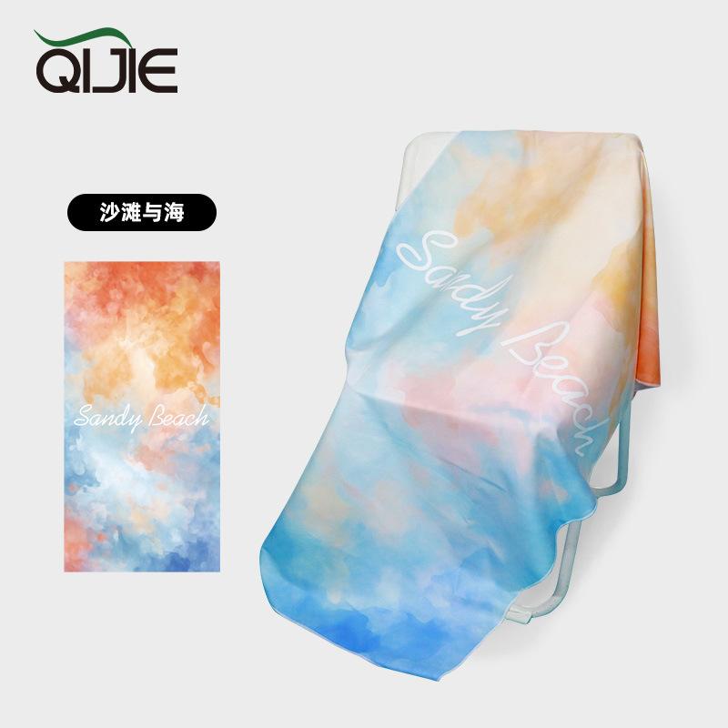 Cross-Border Hot-Selling Ultra-Fine Fiber Quick-Drying Double-Sided Fleece Tie-Dye Beach & Swimming Absorbent Printed Bath Towel 75x150cm&Standard