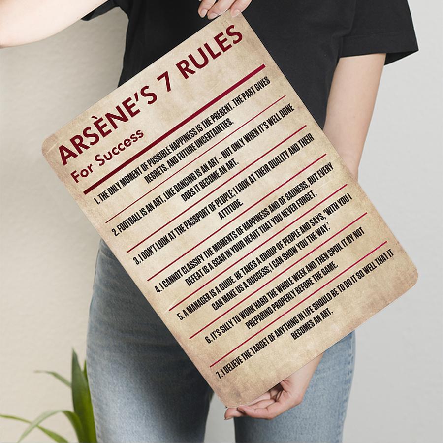 Arsenes Rules For Success Vintage Metal Tin Sign Inspirational Quotes Wall Art Decor For Football Fans Office Home 20x30cm(7.8x11.8inch)