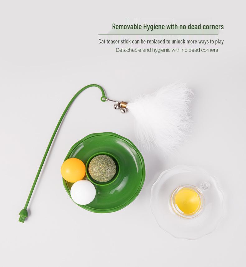 Cat Teaser Stick & Tumbler Toy: Gall Fruit Turntable for Boredom Relief, Bite-Resistant Kitten Play.