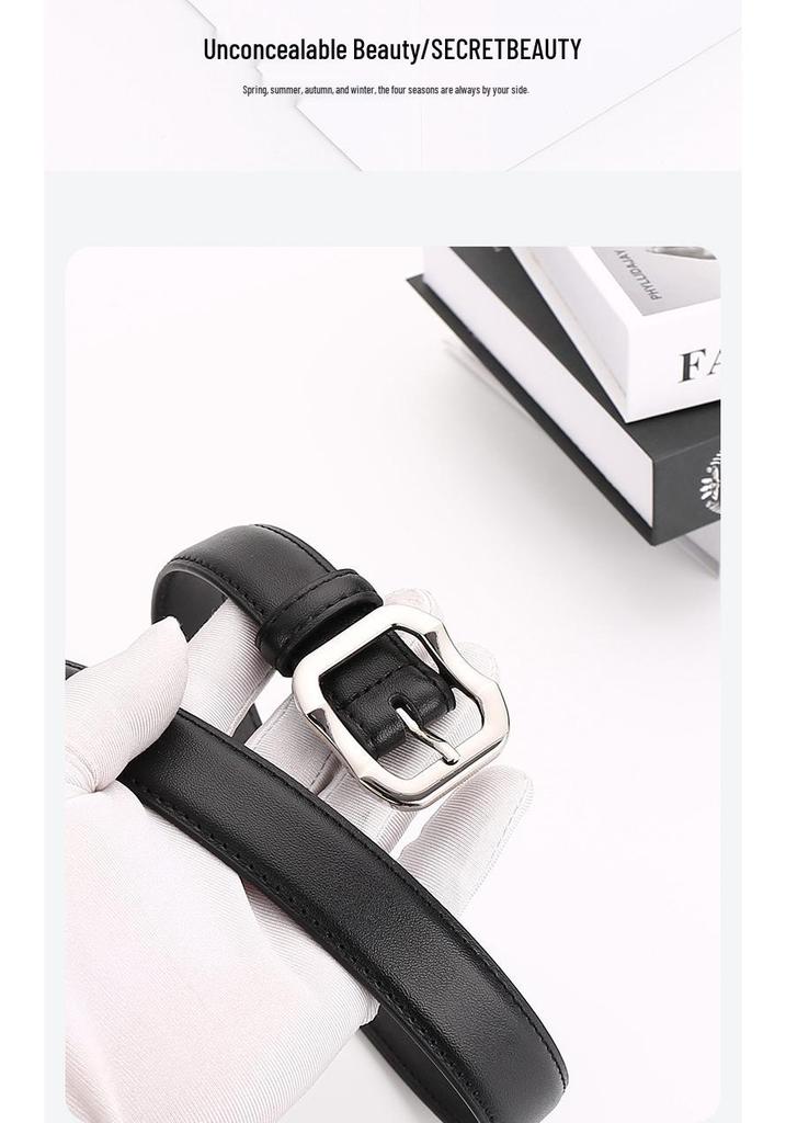 Women's Versatile Genuine Leather Belt - Decorative High-End Fashion Waistband for Casual or Professional Wear