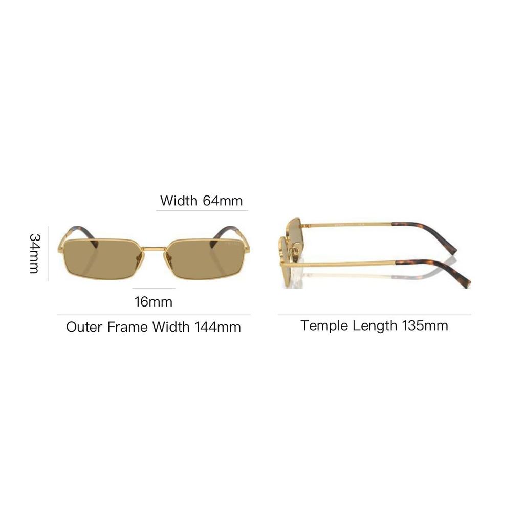 Prada Logo Metal Rectangular Sunglasses Men sunglasses Gold PRA60S5AK70G