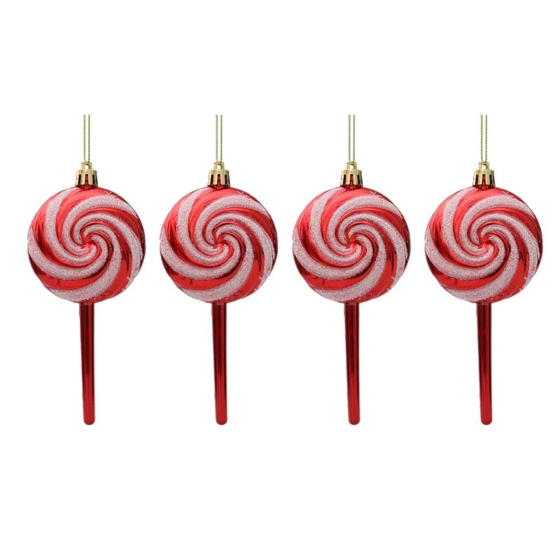 Christmas Tree Decorations Candy Ornaments Pack of 4 Lollipop Hanging Ornaments for Festivals