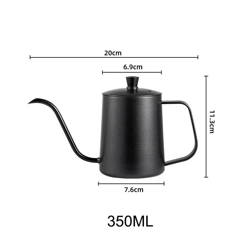 Cafetière 350/600 ml avec couvercle, bec long et fin, en acier inoxydable 304, pour infusion manuelle du café