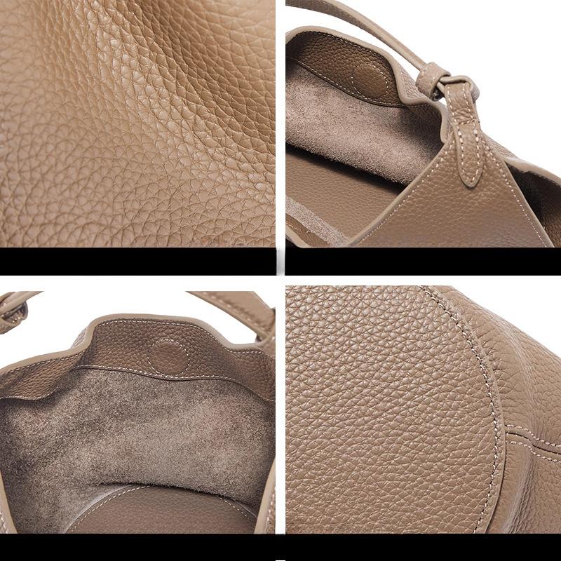Bucket Bag Niche Genuine Leather Large-capacity High-end Handbag Fashionable Vegetable Basket Bag
