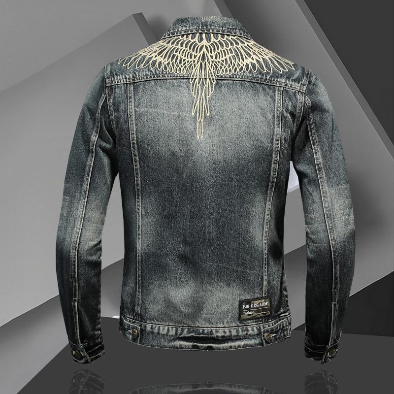 Herren Denimjacke Vintage Used Amerikanischer Stil Slim Fit Motorradjacke Arbeitskleidung Lässiger Mantel Frühling Herbst