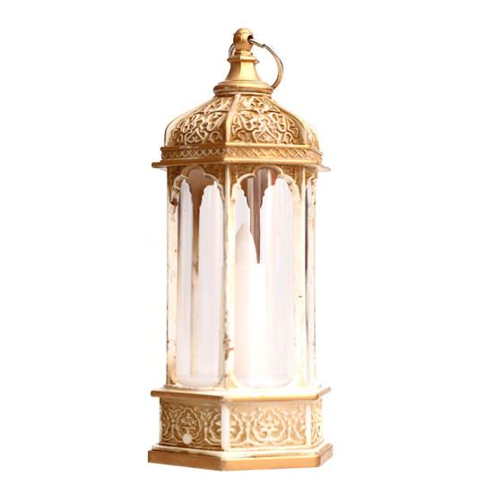 Wind Lantern Six Corners Beautiful Lighting Vintage Christmas LED Candle Lantern Courtyard Decoration