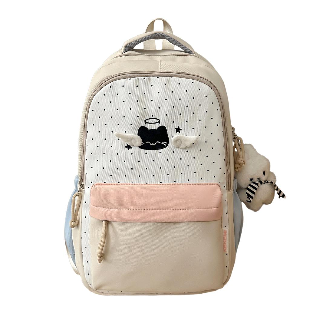 Schoolbag New Japanese Korean Version Polka Dot Large-capacity Backpack High-value Schoolbag Female Ins Junior High School Students Class Backpack