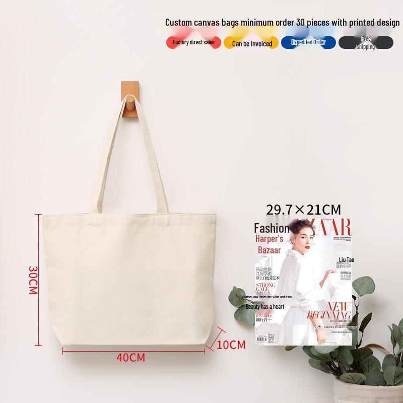 Black Canvas Tote Bag with Logo Print - Eco-friendly for Students