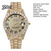Men Quartz Movement Umber Calendar Alloy Rhinestone Round Dial Watch Ladies Decor Roman Casual Outfit