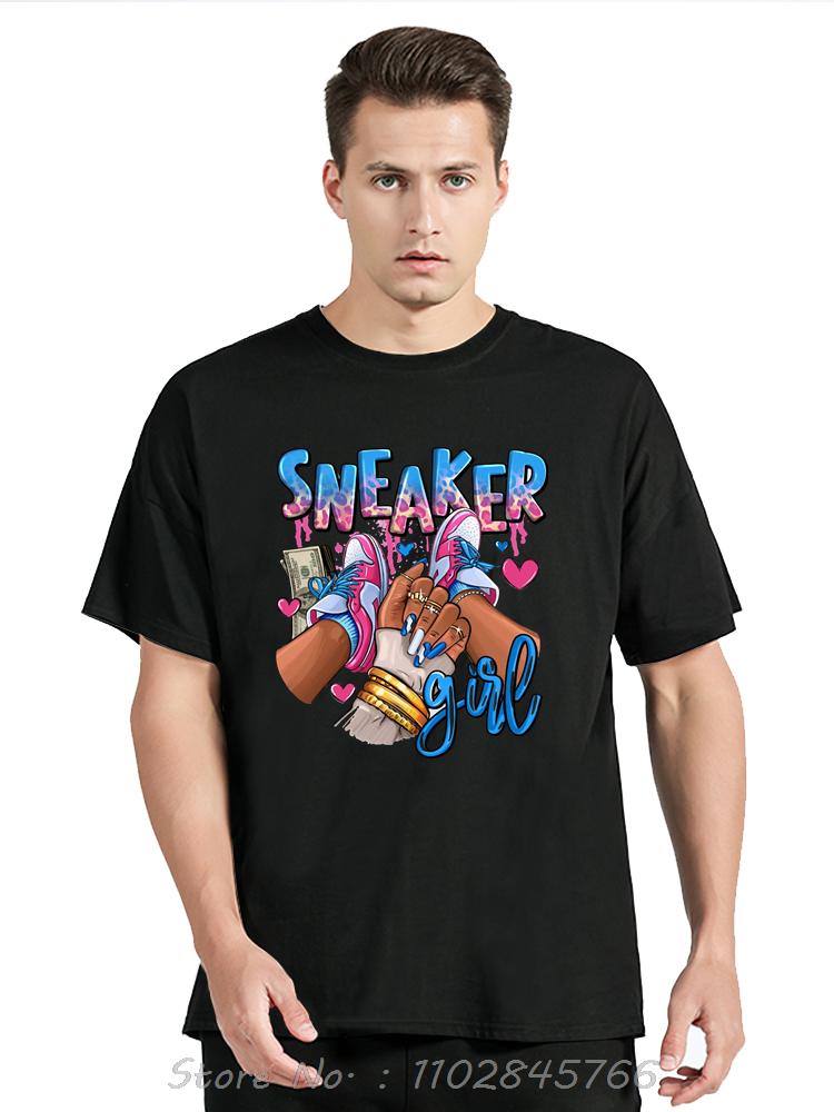 Baumwoll T-Shirt Sneaker Mädchen Grafik Oversized T-Shirt Lässige Unisex Oberteile T-Shirts Rundhals Sommer Hip Hop Streetwear Herrenbekleidung