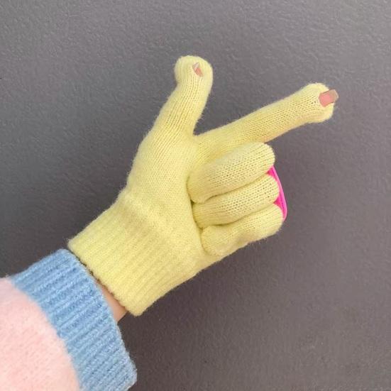 Vtipné kreslené pletené rukavice Roztomilé velké oči Teplé rukavice Zimní žebrované rukavice s dotykovou obrazovkou na řízení, dojíždění, cyklistiku, každodenní pochůzky