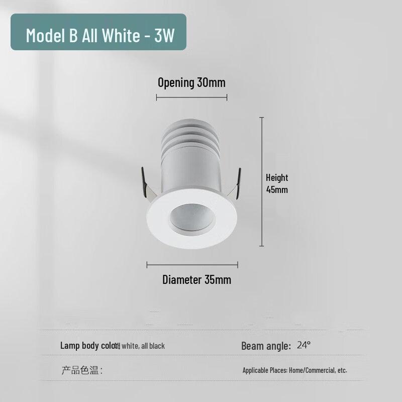 3W 4000K Mini Recessed LED Spotlight