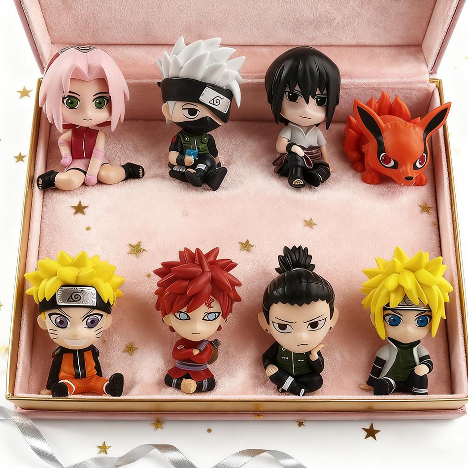 8pcs/set Anime Figure Naruto Shippuden Hinata Sasuke Itachi Kakashi Gaara Action Figure Q Version PVC Figures Toys ChristmasGift