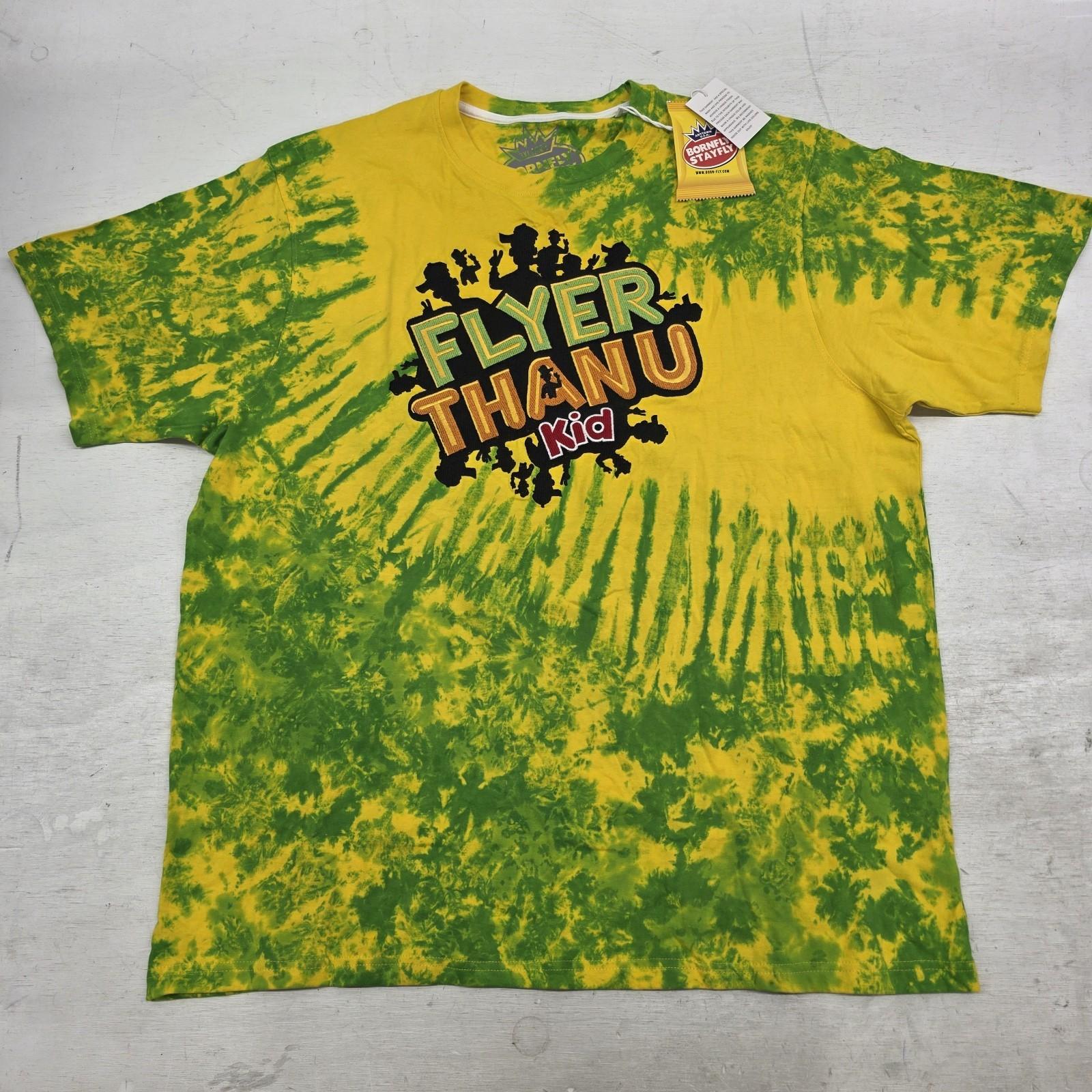 BornFly StayFly Flyer Than U Kid Shirt Mens 3XL Green Yellow Sour Patch Tye Dye XXXL