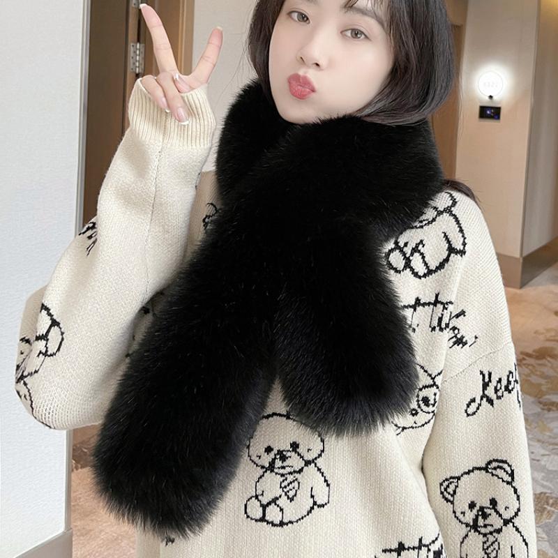 Neuer Kunstpelzkragen, luxuriöser, flauschiger Herbst-Winter-Schal, warmer Schal, Wickeltuch, grau-schwarzer Pelzbesatz, Streifen, Jacke, Pelzdekor, hohe Qualität