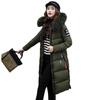 Hooded Long Women's Cotton Coat with Fur Collar for Fall/Winter