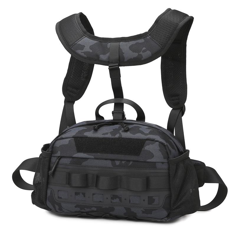 Gilet de randonnée pour homme Sac à dos Sac de poitrine de pêche Sacs utilitaires de sport Ceintures tactiques Molle Grande sacoche de hanche d'extérieur Chasse Camping