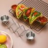 Stainless Steel Taco Holder with 2 Sauce Cups Taco Stand Holds 3 Tortillas Taco Tray Plates Fits Air Fryer Oven Kitchen Gadgets