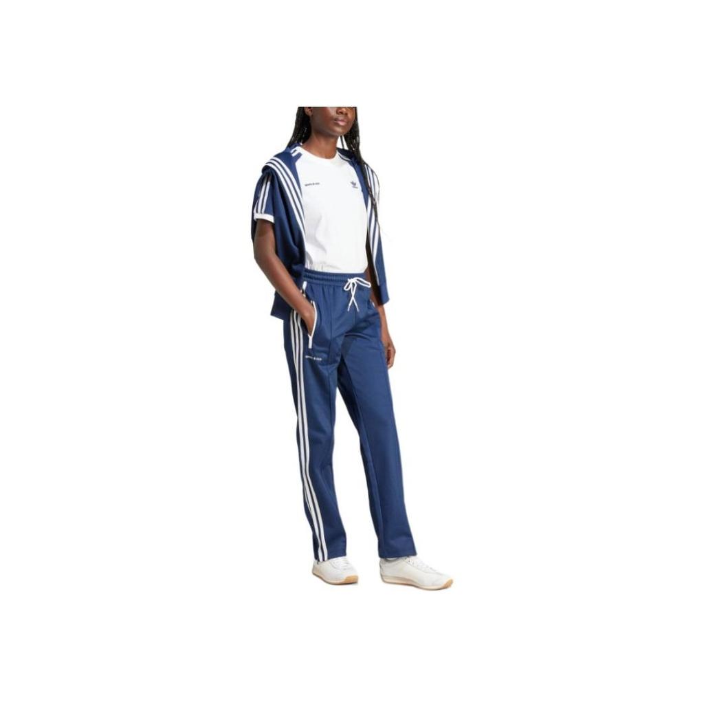 Adidas Originals Sporty & Rich Collaboration SS24 Comfortable Fashion Loose Retro Sports Long Pants Women Bottoms Blue JD3768