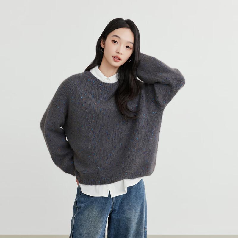 Elva' Island Women's Thickened Round Neck Knit Sweater