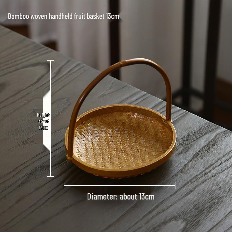 Multi-Layer Bamboo Hand-Woven Basket Display Stand for Fruits, Tea, and Pastries