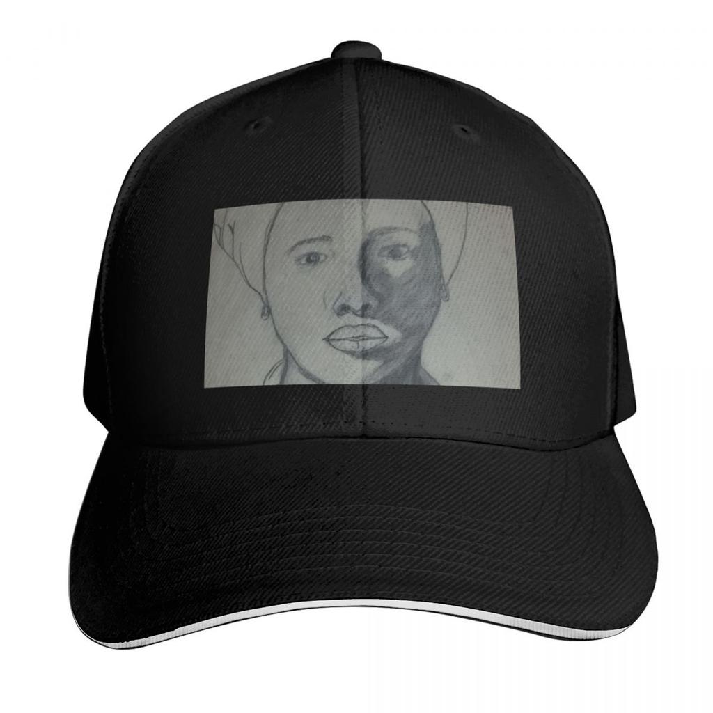 Woman Drawn With Charcoal Baseball Cap Snapback Flat Bill Strapback Dad Hat Six Panel Structured Crown