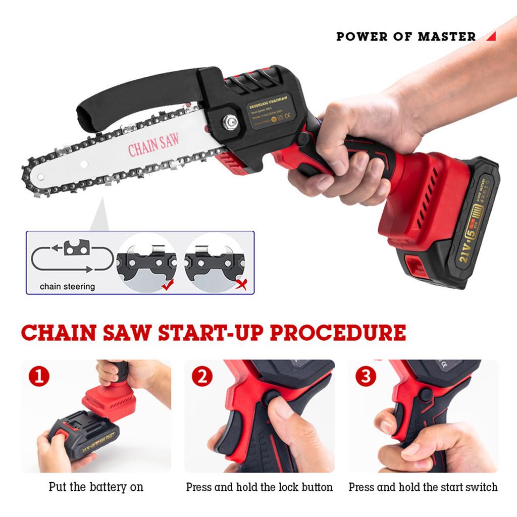 4 Inch Removable Mini Pruning Electric Chainsaw With Lithium Battery Cordless Chain Saw Garden Woodworking Tools