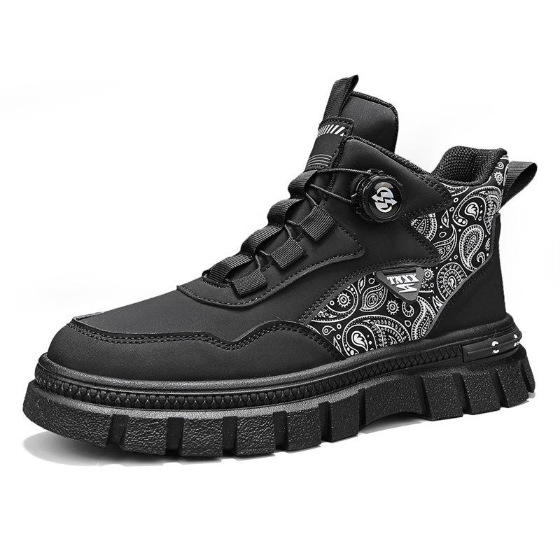 

Высокие ботинки Мартина с вращающейся пряжкой, мужская обувь, новая осенне-зимняя повседневная обувь для активного отдыха и пеших прогулок, мужские ботинки на толстой подошве, увеличивающие рост, ботинки в стиле милитари 39