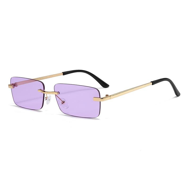 Fashionable Square Rimless Sunglasses Minimalist Trendy Street Style Shades Outdoor Sports and Travel UV-Protective Eyewear