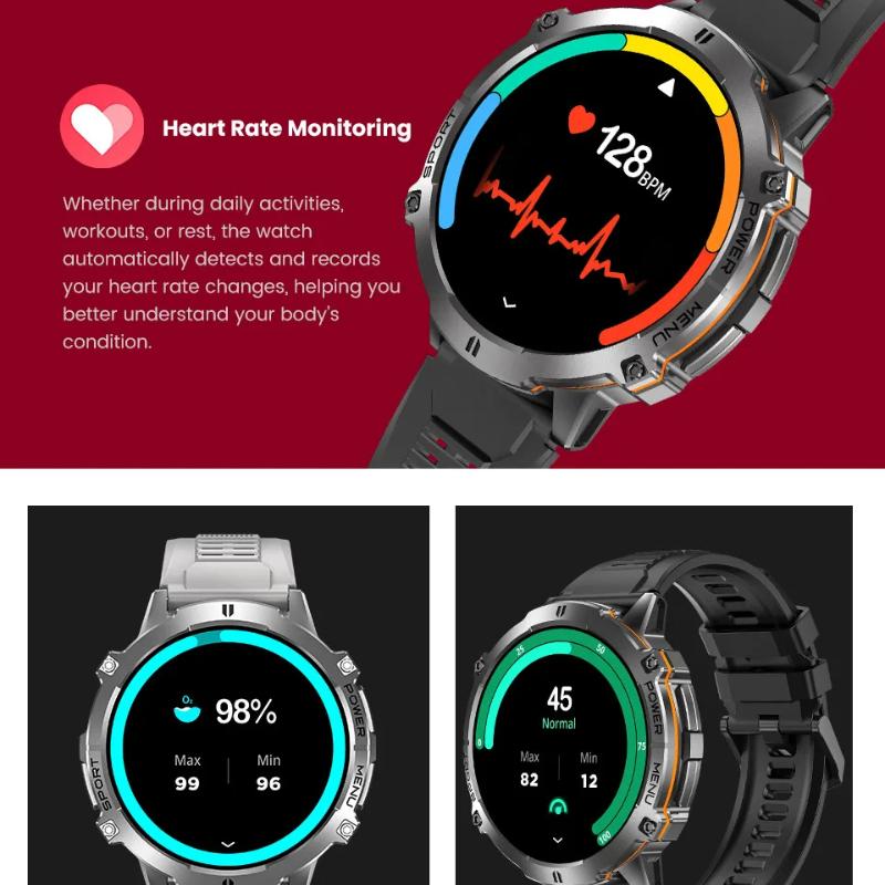 2025 New 1000MAH Super Endurance Smart Watch Men 1.73-inch HD Screen GPS Compass Bluetooth Call Waterproof Sport Smart Watch FOR XIAOMI