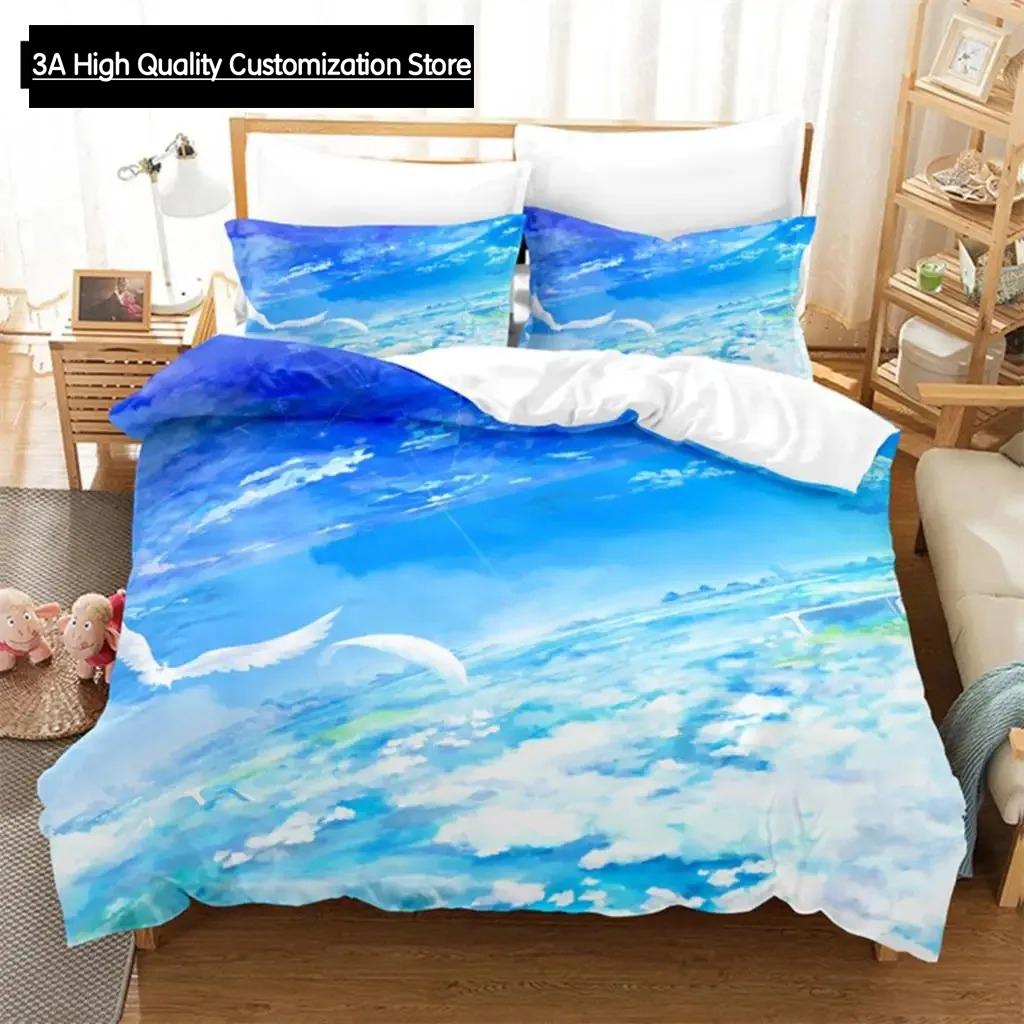 Comforter Blue Sky Scenery Queen Bedding Set Kids Bedding Digital Printing King Size