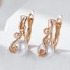 Luxury Pearl Dangle Earrings For Women  Rose Gold Color Fine Ethnic Wedding Jewelry Trendy Easy Matching Accessories