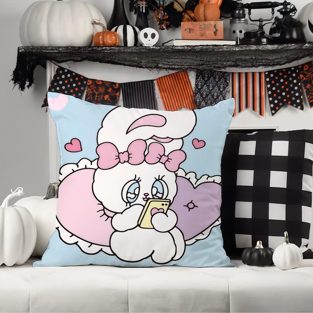 Cartoon cute Esther Bunny Pillow Case Office Cushions Suitable For Sofa Car Bedroom Decorative Cushion Cover 12x12Inch