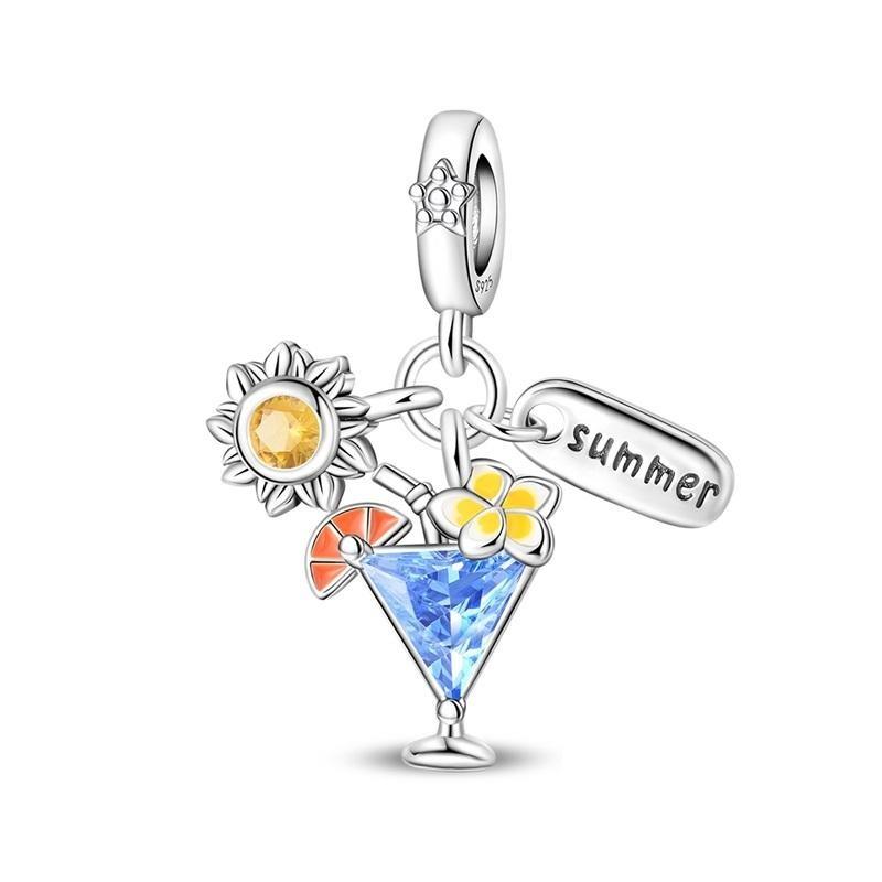 Colorful Copper Summer Beach Charms Coconut Tree Beads Pendants Fit Bracelet Necklace Diy Jewelry Vacation Gift