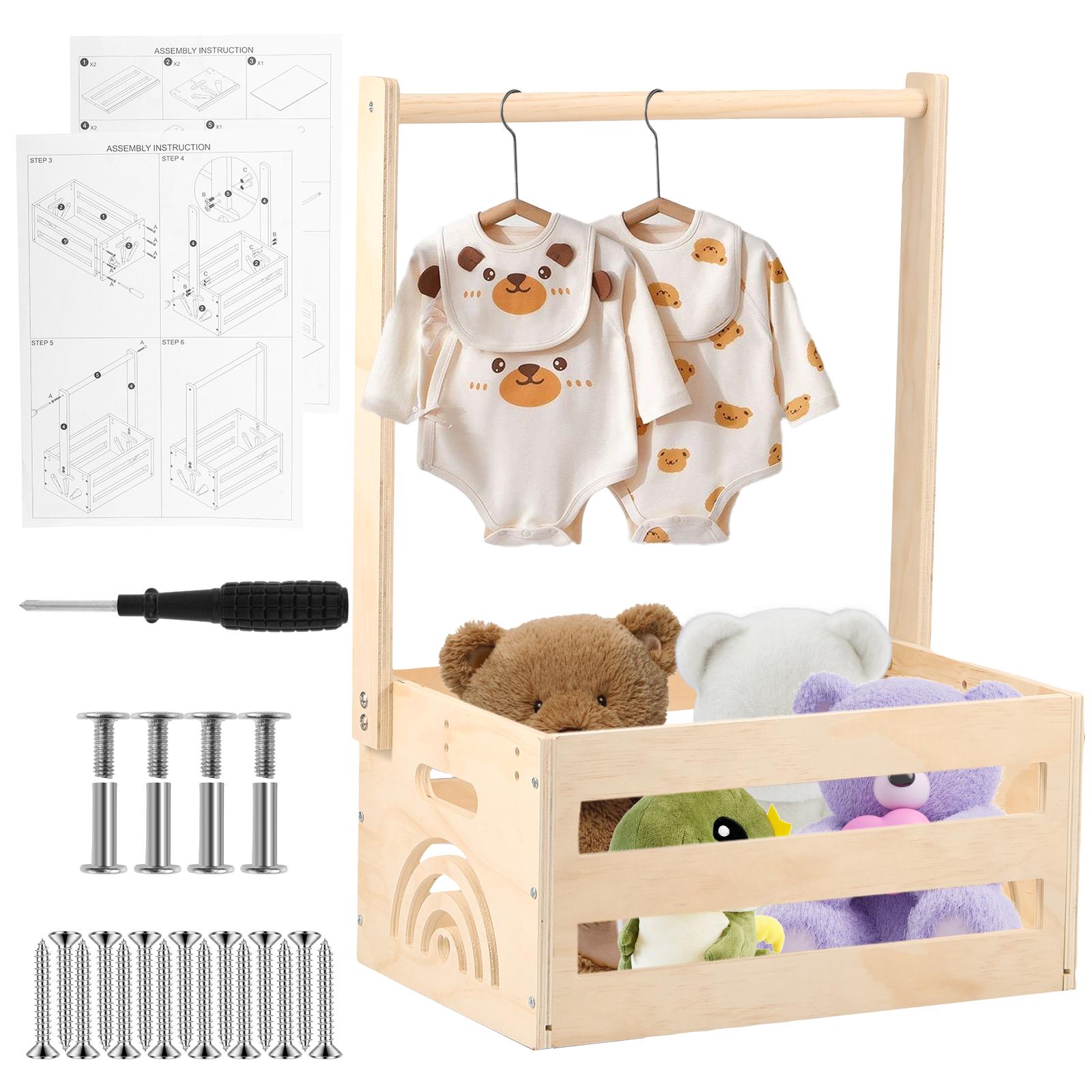 

Wood Baby Shower Storage Basket Baby Basket with wheels Baby Shower Crate Closet Pretty Baby Shower Gifts Basket for Boys Girls