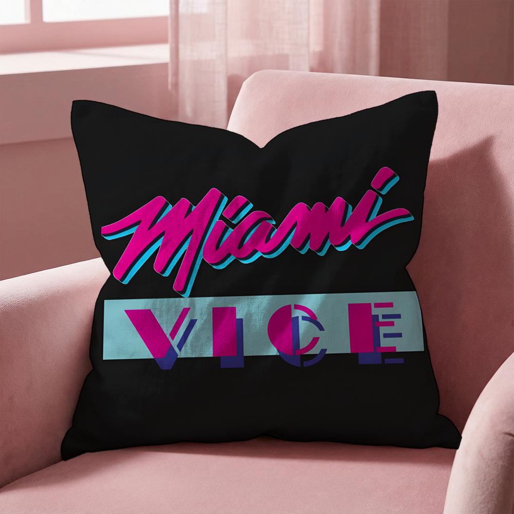 M-Miami Vice Movie Cushion Cover Multi-Scene Pillow Cover for Home & Car - Reversible, Soft & Durable for Daily Use