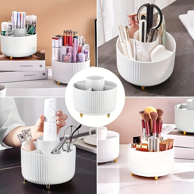 1Pcs 360° Rotating Makeup Brush Holder Storage Box, 5 Slot Makeup Brush Cup, Suitable for Bathroom Dressing Table,Office Desktop