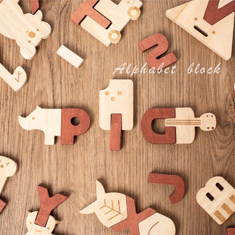Wooden Alphabet Puzzle For Kids Educational Toy With Word Building And Number Blocks