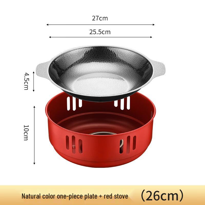 ZISIZ 26cm Hammered Stainless Steel Alcohol Stove Hot Pot Set