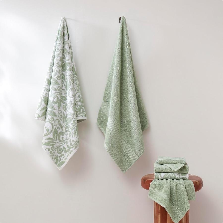 Trefoil Filigree 6Piece 100 Cotton Towel Set Reversible Yarn Dyed Jacquard Includes 2 Bath Towels 2 Hand Towels 2 Washcloths Ab