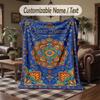 Mandala Theme Throw Blanket Custom Name Text Personalized Blanket Soft Cozy Blanket for Home Sofa Bed