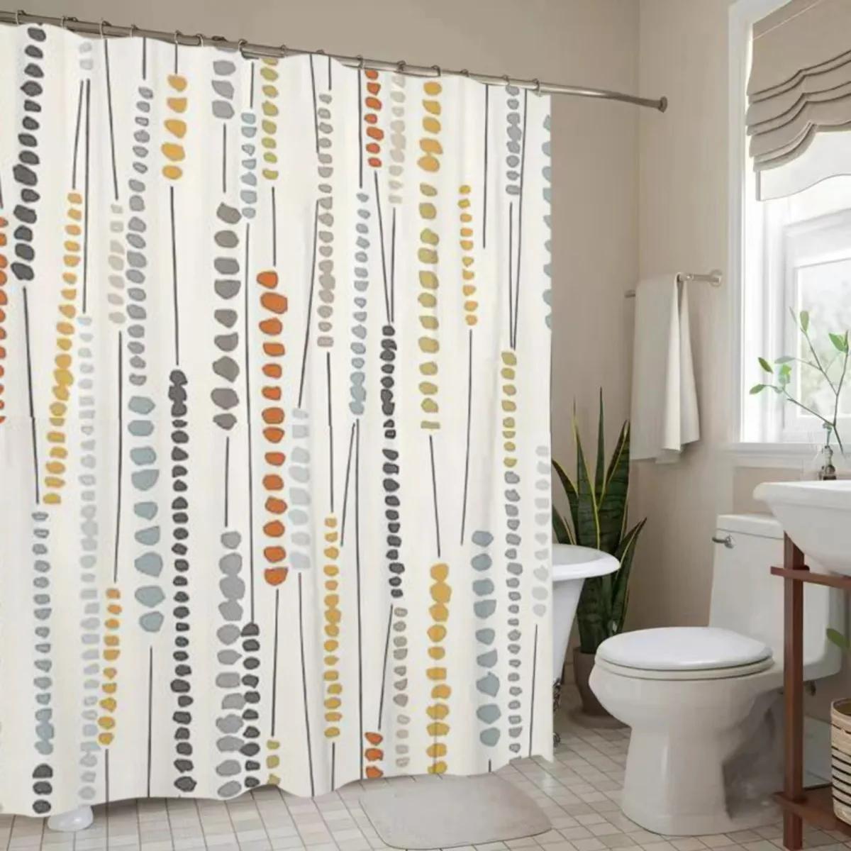 

Abstract Vertical Dot Pattern Shower Curtain - Simple & Clean Design, Non-Perforated Ultra-Wide Rings, Spring Bathroom Decor W60H190(CM)-1 Pcs