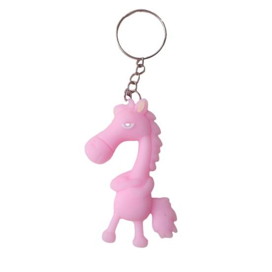 Keychain Pendant 3D Cartoon Horse Design Key Chain with Metal Ring Multifunctional Keychain Gift Accessory