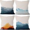 4pcs Mountain Landscape Abstract Printed Pillow Cover Polyester Cushion Case 2D Flat Nature Decor Now