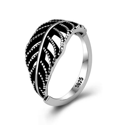 Grenzüberschreitender Blattförmiger Öffnungs-Retro-Ring, Einfacher Und Kalter Stil Für Frauen, Verstellbarer Zeigefingerring, Frischer Und Einzigartiger Ring