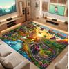 Dinosaur Theme Soft Crystal Velvet Rug Custom Name & Text Print Non Slip Floor Rug for Bedroom Living Room