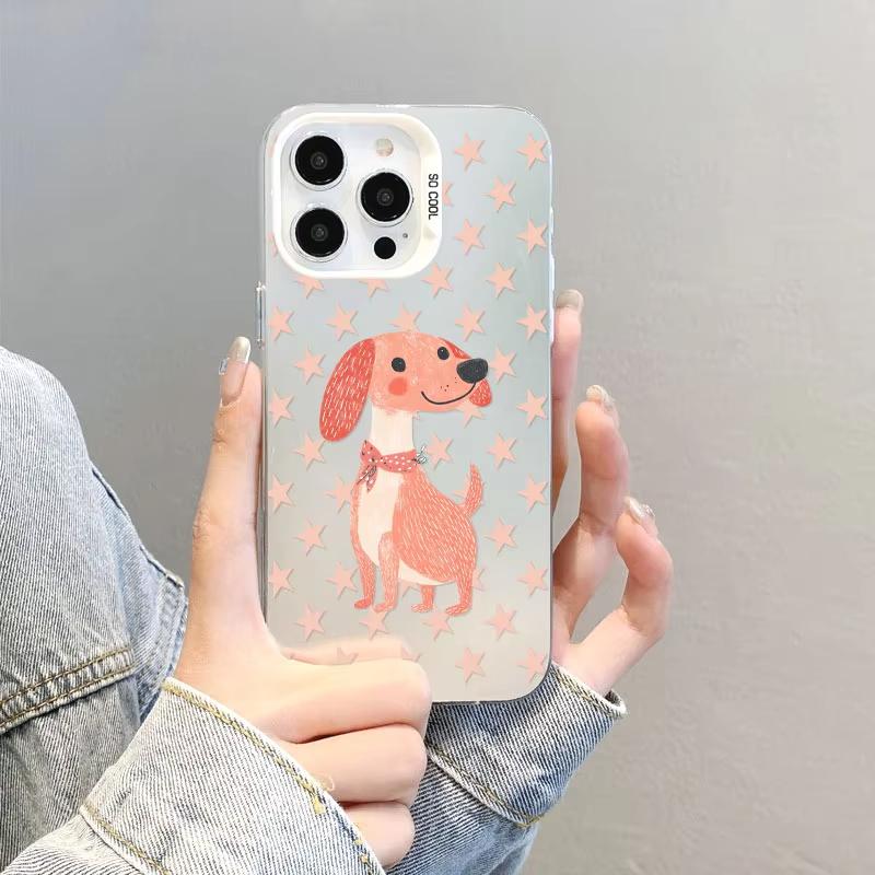 

Pink Dachshund And Stars Print Cute Phone Case For Samsung Galaxy S26 S25 Ultra S24 S23 FE S22 S21 Plus A55 Hard Matte Cover Galaxy S20 Ultra білий